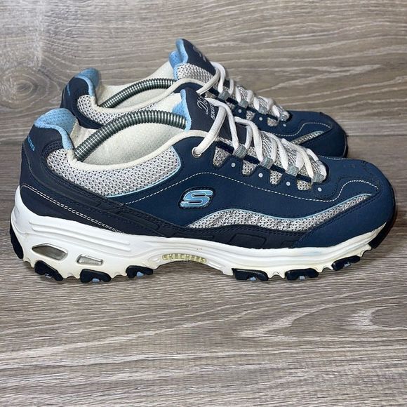 Skechers Shoes - Skechers D’Lites White Navy Blue Leather Women’s Size 10 Sneaker SN11617EW